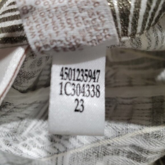 Chicos Women's Yellow Gray Shimmer Heidi Geometric Print Jacket Linen Blend Sz 2 - Picture 8 of 13